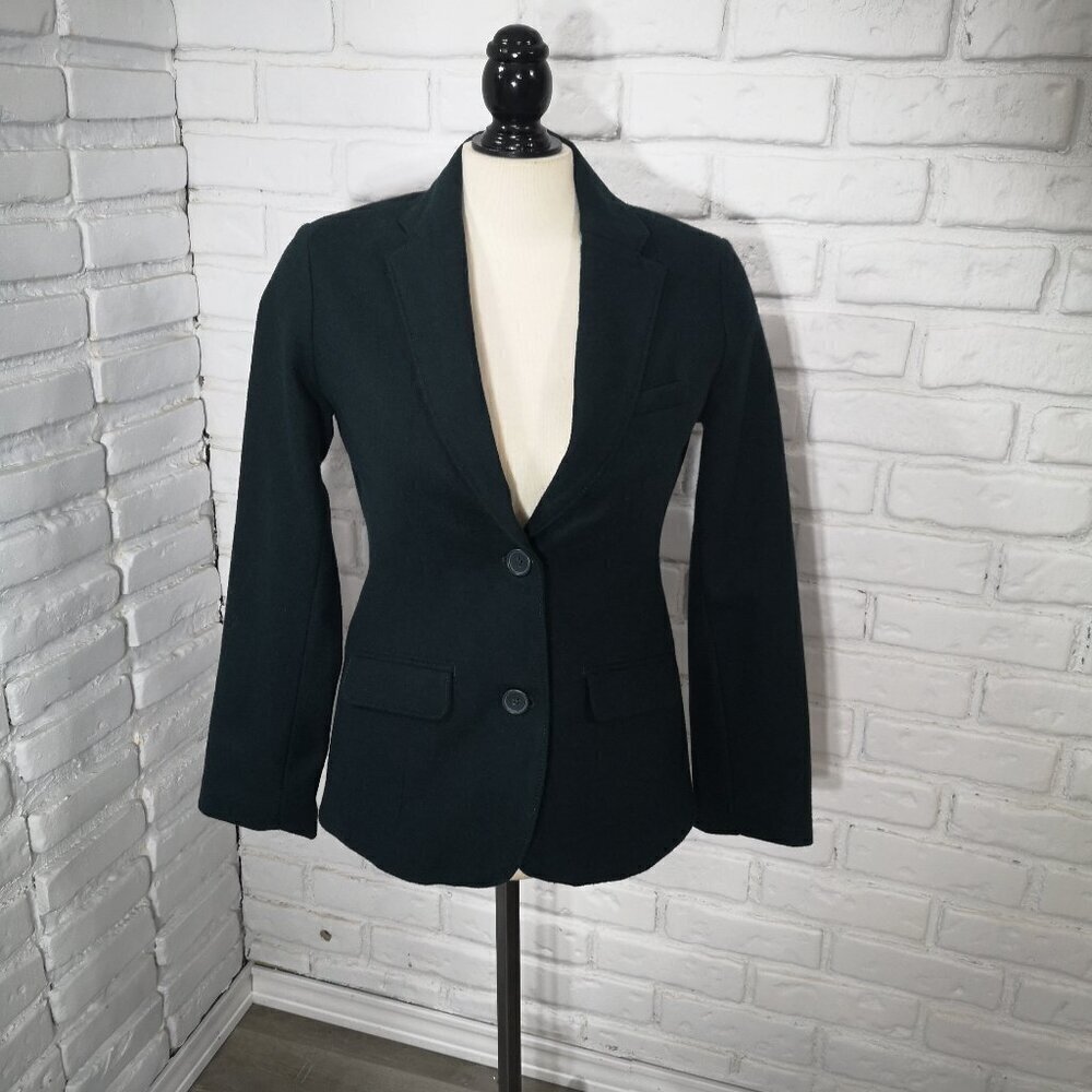 NWOT Eddie Bauer Ladies Size 2 Petite Dark Green Wool Blend Lined Blazer